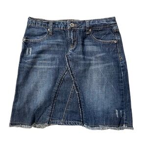 MUDD mini Y2K Denim Blue Skirt youth size 7 girlie distressed vintage frayed.